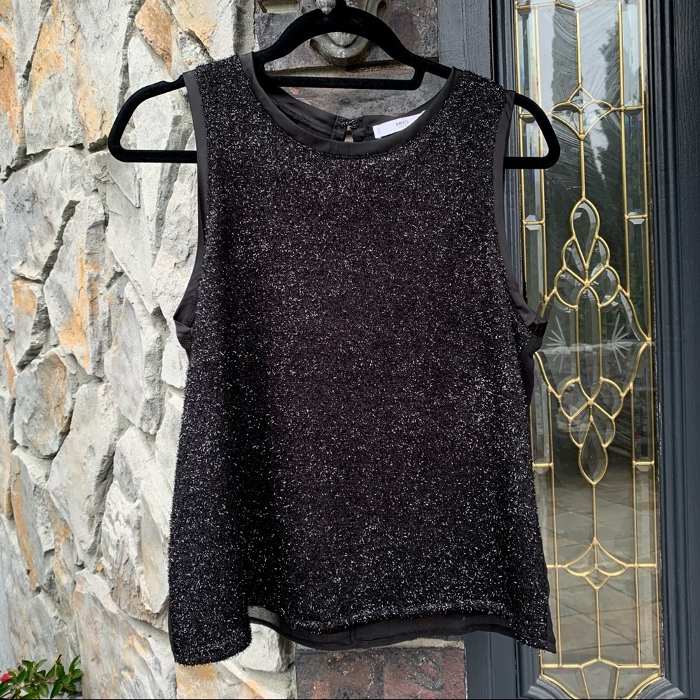 2/$20 MNG By Mango Black Sparkly Textured Blouse